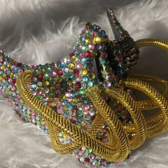 NEW Handmade Colorful Embellished Half Skull Mask - Picture 6 of 8